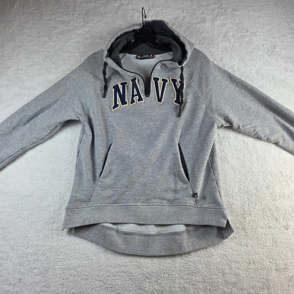 Badger Sport Navy Pullover Hoodie Sweatshirt Men's Medium Gray Quarter Zip